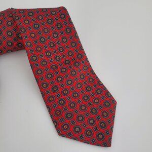 Vintage Men's Silk Tie Red Geometric Pattern Marks & Spencer ST MICHAEL Office